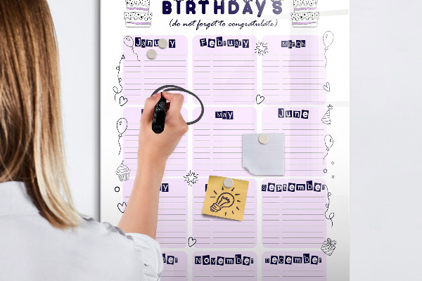 Schreib magnettafel Geburtstagskalender mit Platz für Fotos