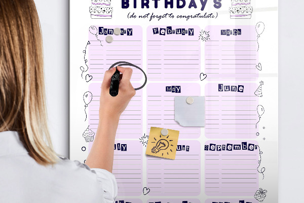 Schreib magnettafel Geburtstagskalender mit Platz für Fotos