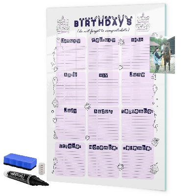 Schreib magnettafel Geburtstagskalender mit Platz für Fotos