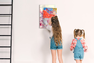 Magnettafel zum schreiben Blumenmotiv mit Platz für Fotos
