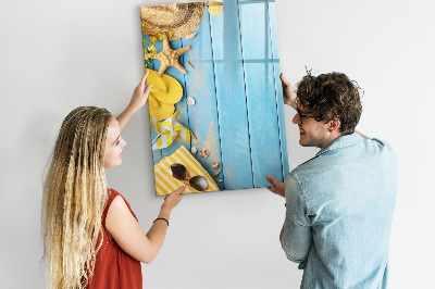 Schreib magnettafel Sommererinnerungen auf blauem Hintergrund