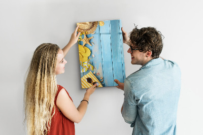 Schreib magnettafel Sommererinnerungen auf blauem Hintergrund