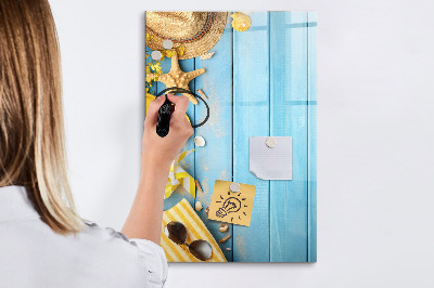 Schreib magnettafel Sommererinnerungen auf blauem Hintergrund