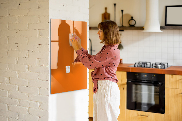 Schreib magnettafel Orangefarbene Tafel für Notizen und Fotos