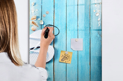 Schreib magnettafel Sommererinnerungen auf blauem Hintergrund