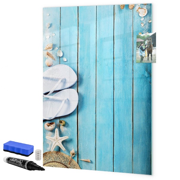 Schreib magnettafel Sommererinnerungen auf blauem Hintergrund