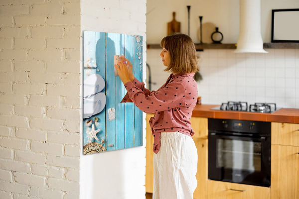 Schreib magnettafel Sommererinnerungen auf blauem Hintergrund