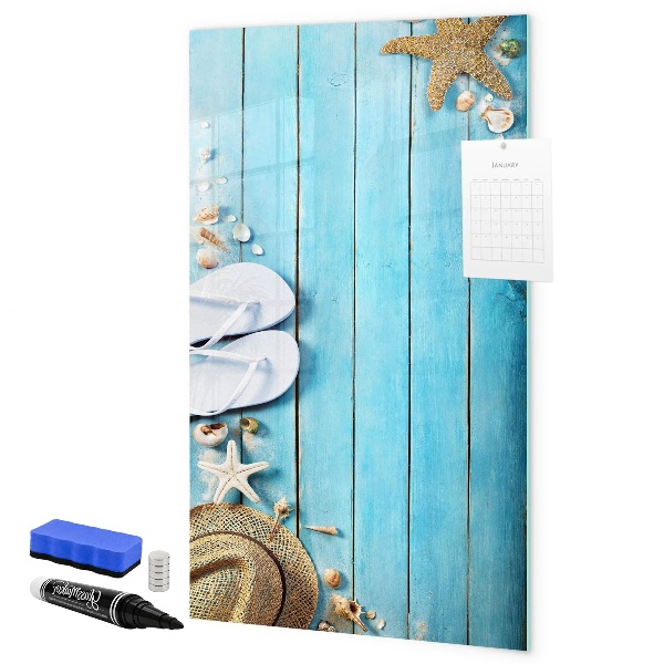 Schreib magnettafel Sommererinnerungen auf blauem Hintergrund