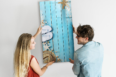 Schreib magnettafel Sommererinnerungen auf blauem Hintergrund