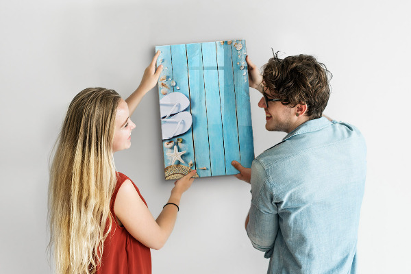 Schreib magnettafel Sommererinnerungen auf blauem Hintergrund
