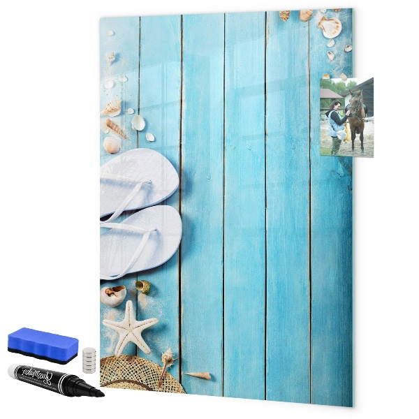 Schreib magnettafel Sommererinnerungen auf blauem Hintergrund