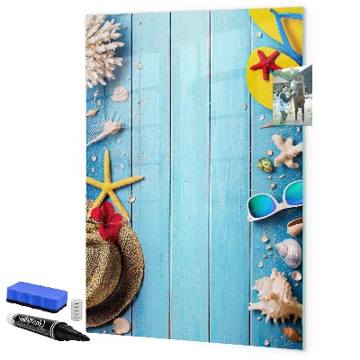 Schreib magnettafel Sommererinnerungen auf blauem Hintergrund