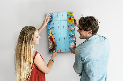 Schreib magnettafel Sommererinnerungen auf blauem Hintergrund