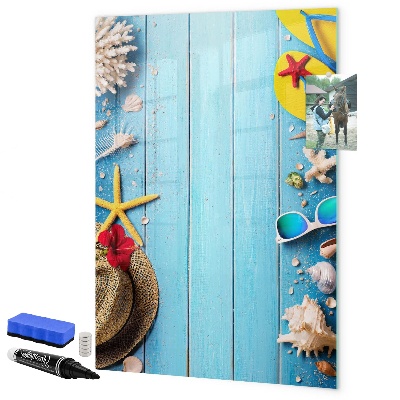 Schreib magnettafel Sommererinnerungen auf blauem Hintergrund