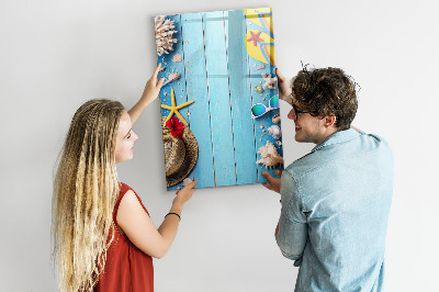 Schreib magnettafel Sommererinnerungen auf blauem Hintergrund