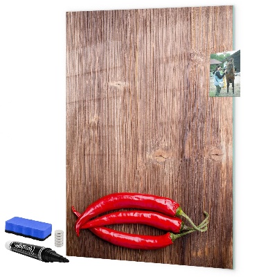 Magnettafel zum schreiben Papiererinnerungen und scharfe Paprikaschoten