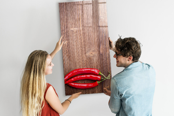 Magnettafel zum schreiben Papiererinnerungen und scharfe Paprikaschoten