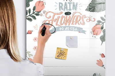 Magnettafel zum schreiben Blumen und Erinnerungen an einem Ort