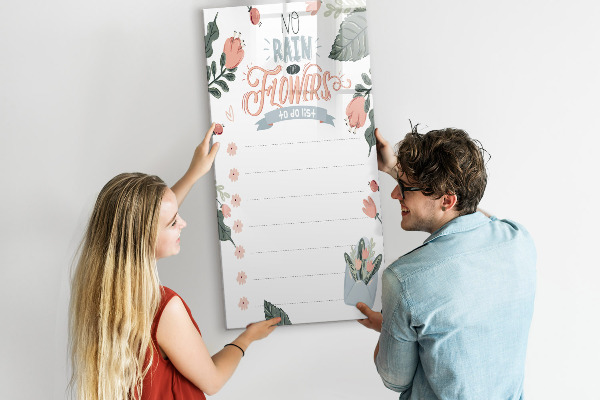 Magnettafel zum schreiben Blumen und Erinnerungen an einem Ort