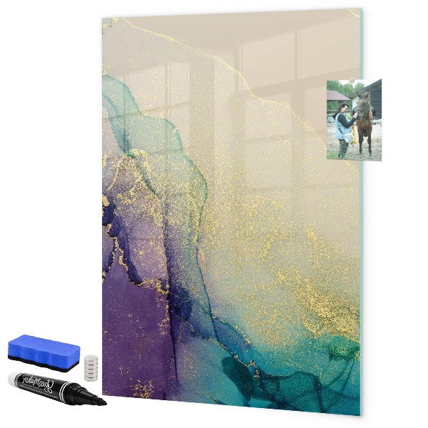 Magnettafel zum schreiben Farbenfrohe Erinnerungen auf einer Korktafel