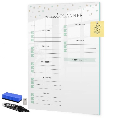 Magnettafel zum schreiben Speiseplan für die ganze Woche