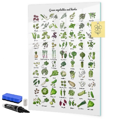 Schreib magnettafel Grünes Gemüse und Kräuter in Grafiken