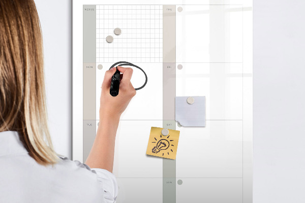 Magnettafel zum schreiben Wochenplan mit Platz für Fotos
