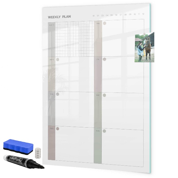 Magnettafel zum schreiben Wochenplan mit Platz für Fotos