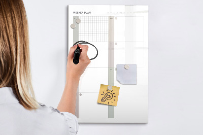 Magnettafel zum schreiben Wochenplan mit Platz für Fotos
