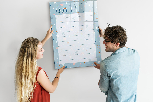 Magnettafel zum schreiben Aufgabenliste mit Platz für Fotos
