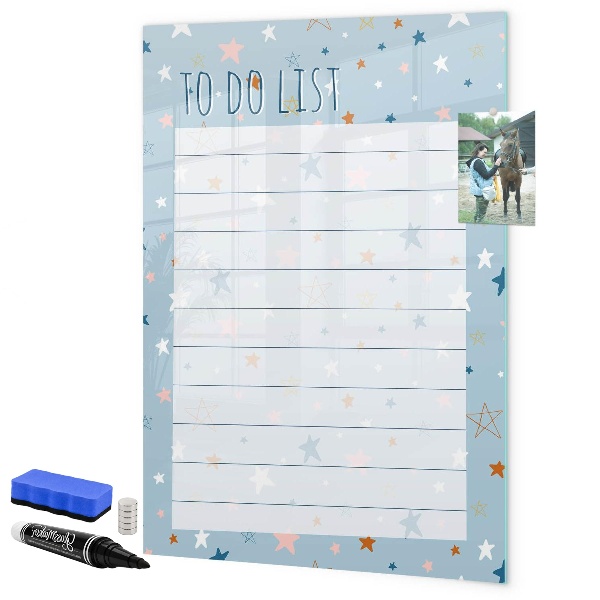 Magnettafel zum schreiben Aufgabenliste mit Platz für Fotos