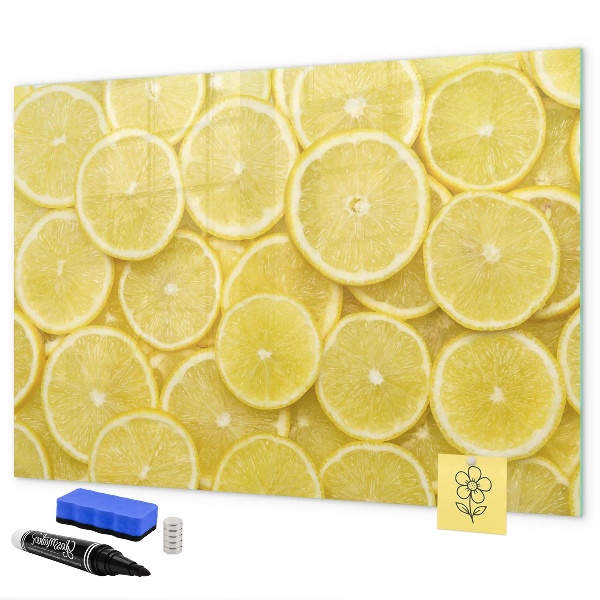 Magnettafel zum schreiben Zitronenmotiv mit Fotos und Accessoires