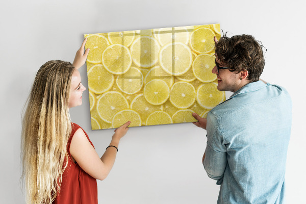 Magnettafel zum schreiben Zitronenmotiv mit Fotos und Accessoires