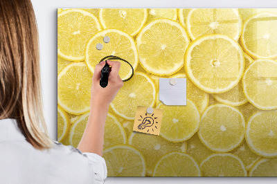 Magnettafel zum schreiben Zitronenmotiv mit Fotos und Accessoires