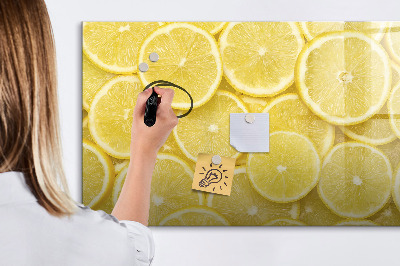 Magnettafel zum schreiben Zitronenmotiv mit Fotos und Accessoires