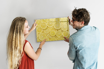 Magnettafel zum schreiben Zitronenmotiv mit Fotos und Accessoires