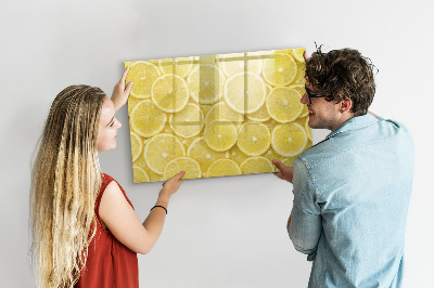 Magnettafel zum schreiben Zitronenmotiv mit Fotos und Accessoires