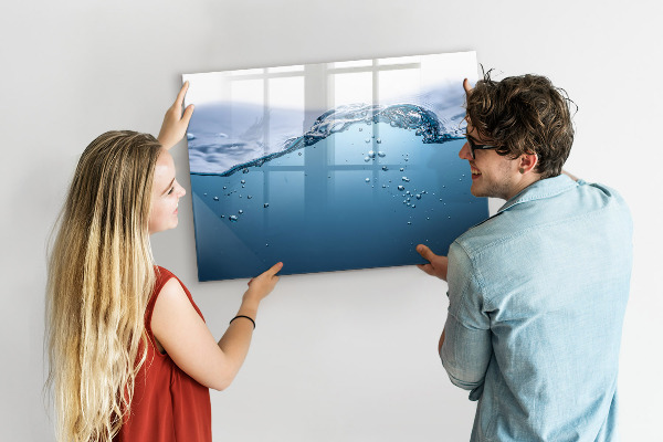 Magnettafel zum schreiben Wasserhintergrund mit Fotos und Accessoires