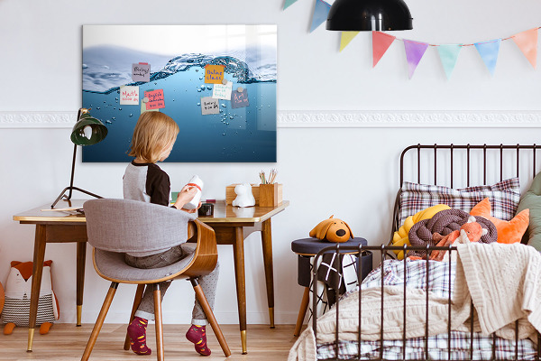 Magnettafel zum schreiben Wasserhintergrund mit Fotos und Accessoires