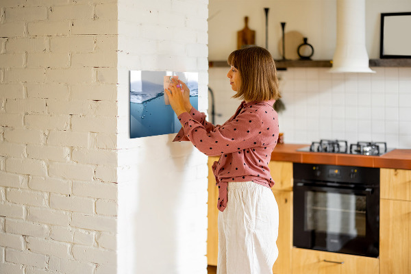 Magnettafel zum schreiben Wasserhintergrund mit Fotos und Accessoires