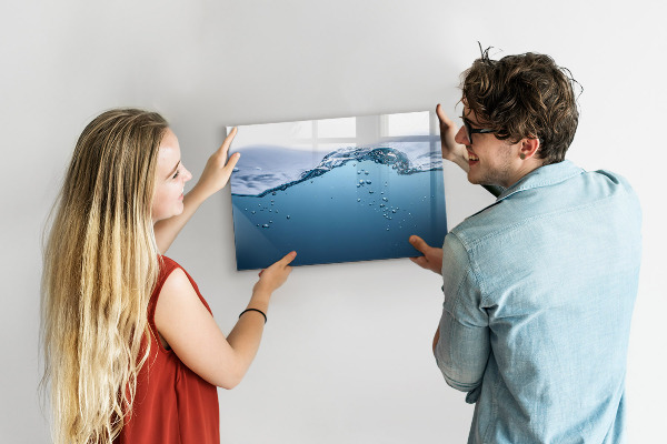 Magnettafel zum schreiben Wasserhintergrund mit Fotos und Accessoires
