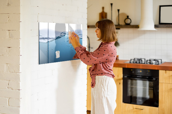 Magnettafel zum schreiben Wasserhintergrund mit Fotos und Accessoires