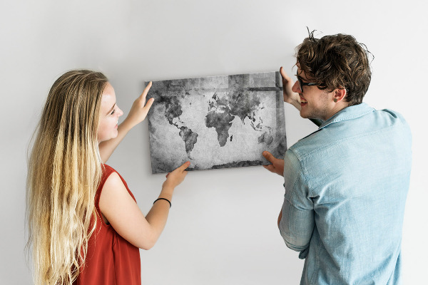 Schreib magnettafel Weltkarte mit persönlichen Fotos