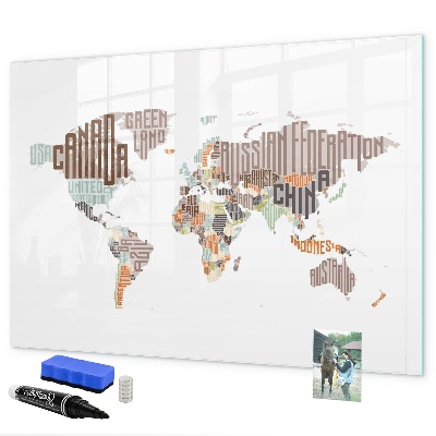 Magnettafel zum schreiben Weltkarte mit Fotostandorten