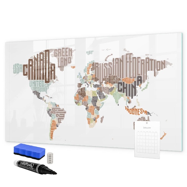 Magnettafel zum schreiben Weltkarte mit Fotostandorten