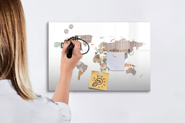 Magnettafel zum schreiben Weltkarte mit Fotostandorten
