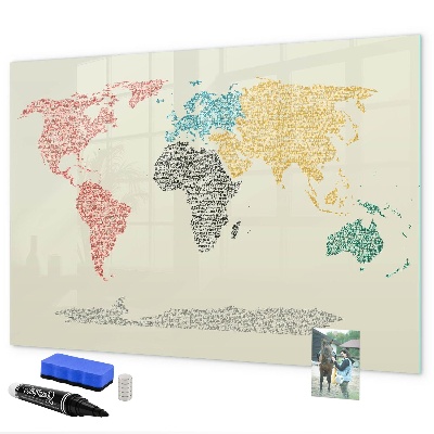 Schreib magnettafel Weltkarte mit Orten und Fotos