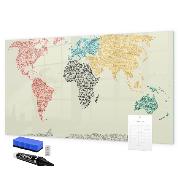 Schreib magnettafel Weltkarte mit Orten und Fotos