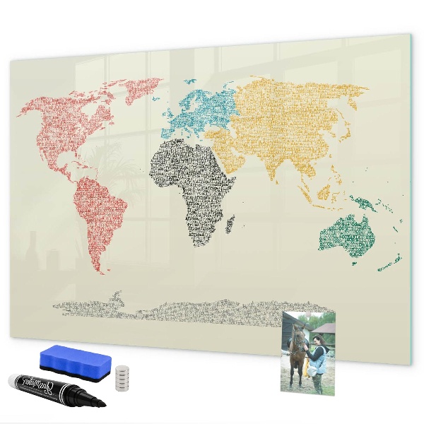 Schreib magnettafel Weltkarte mit Orten und Fotos
