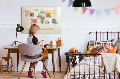 Schreib magnettafel Weltkarte mit Orten und Fotos